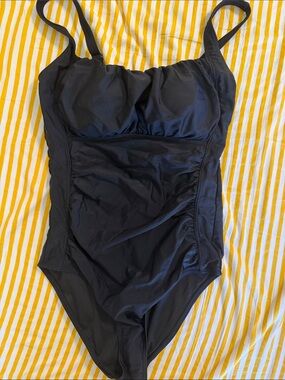 Sculpting Black One-Piece Swimsuit with Supportive Cups